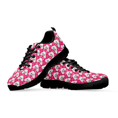 Cute Poodle Pattern Print Black Sneakers