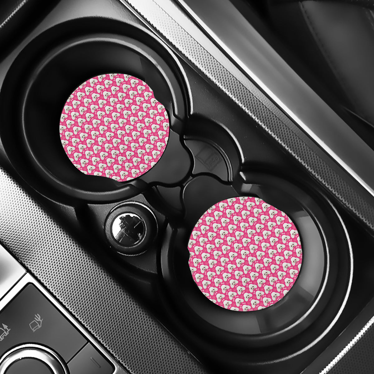 Cute Poodle Pattern Print Car Coasters