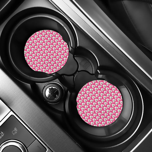 Cute Poodle Pattern Print Car Coasters