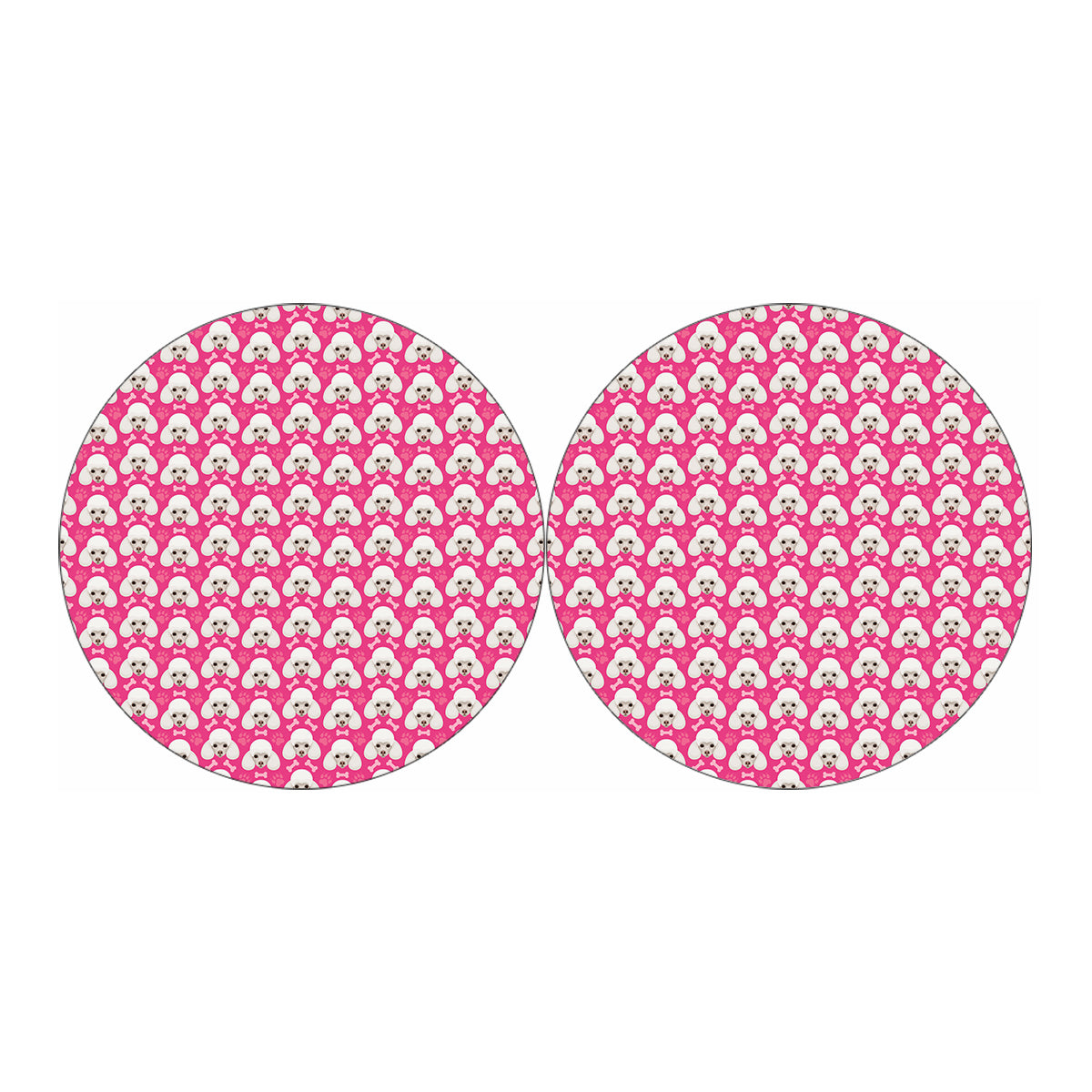 Cute Poodle Pattern Print Car Coasters