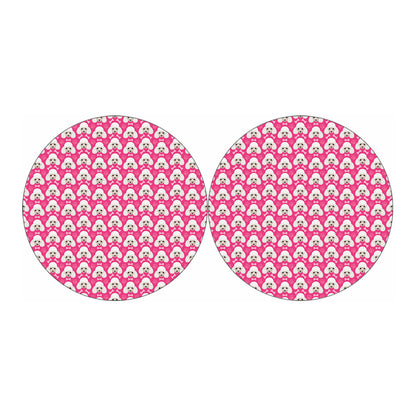 Cute Poodle Pattern Print Car Coasters