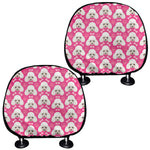 Cute Poodle Pattern Print Car Headrest Covers