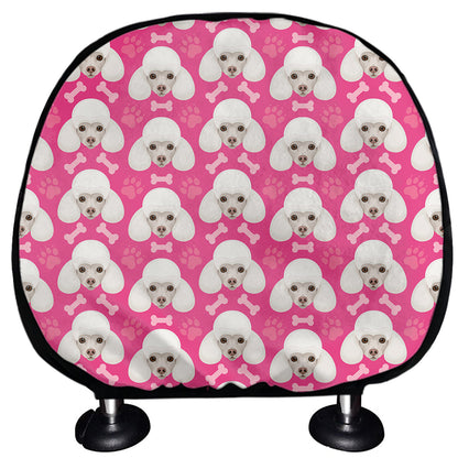Cute Poodle Pattern Print Car Headrest Covers