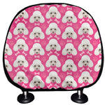 Cute Poodle Pattern Print Car Headrest Covers