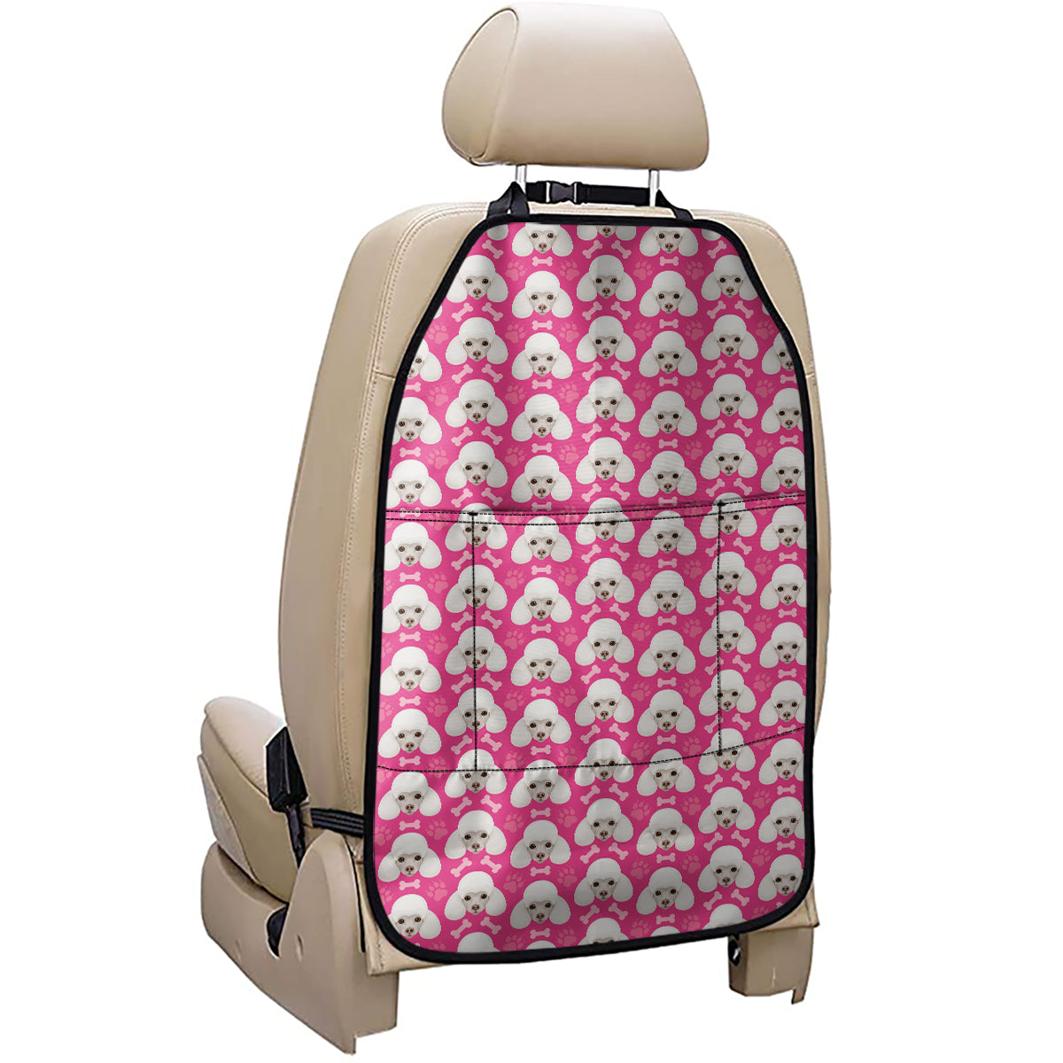 Cute Poodle Pattern Print Car Seat Organizers