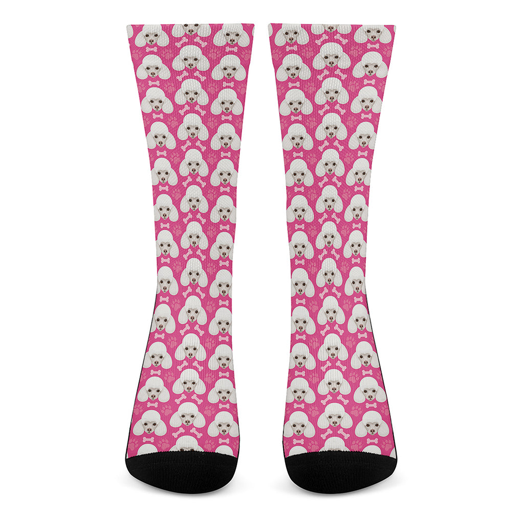 Cute Poodle Pattern Print Crew Socks