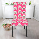 Cute Poodle Pattern Print Dining Chair Slipcover