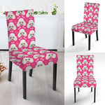 Cute Poodle Pattern Print Dining Chair Slipcover