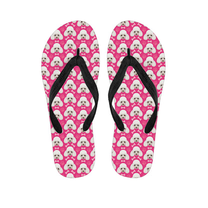 Cute Poodle Pattern Print Flip Flops