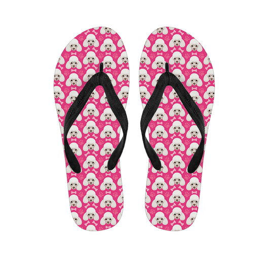 Cute Poodle Pattern Print Flip Flops