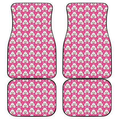 Cute Poodle Pattern Print Front and Back Car Floor Mats