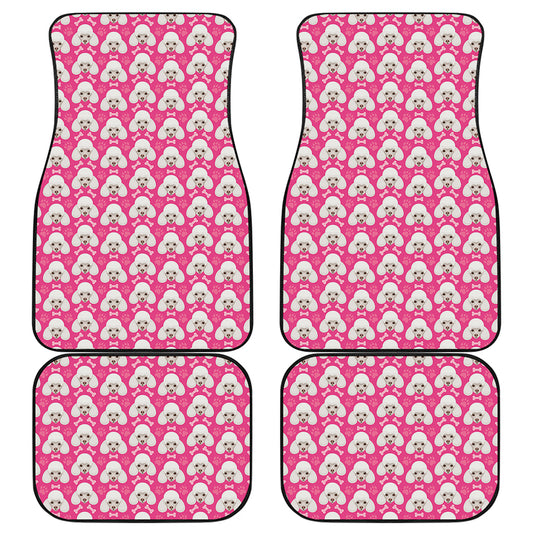 Cute Poodle Pattern Print Front and Back Car Floor Mats