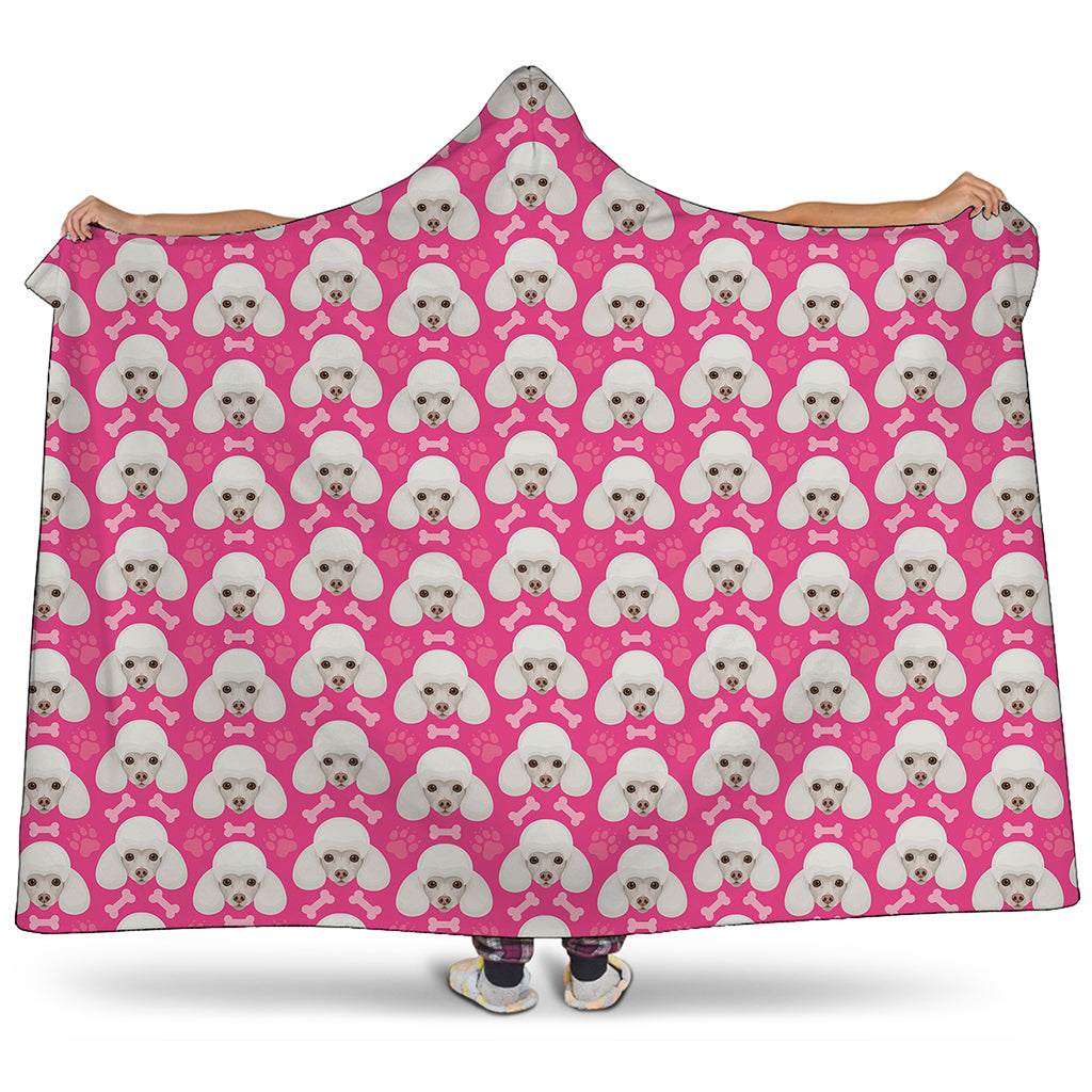 Cute Poodle Pattern Print Hooded Blanket