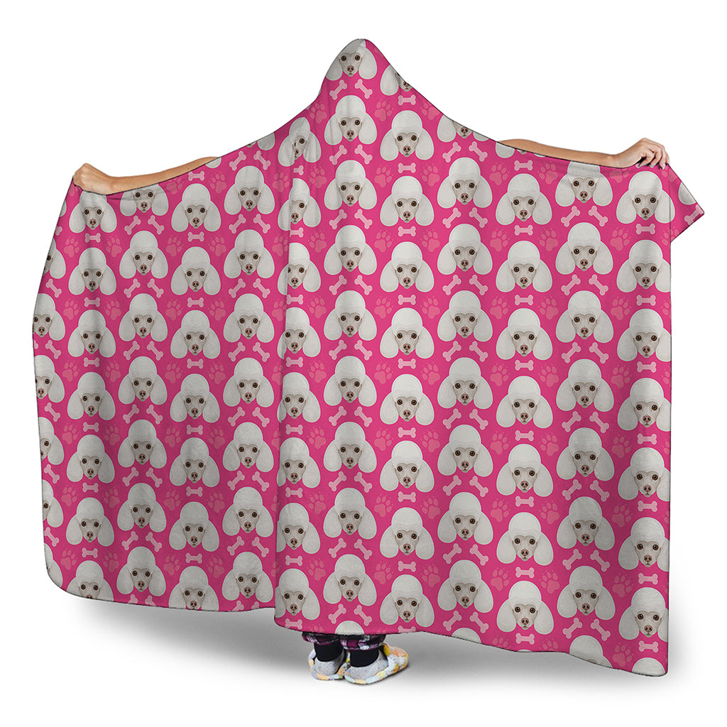 Cute Poodle Pattern Print Hooded Blanket