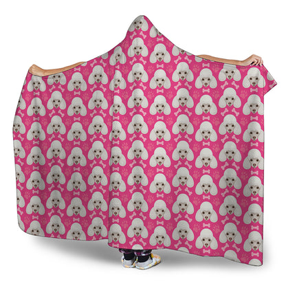 Cute Poodle Pattern Print Hooded Blanket