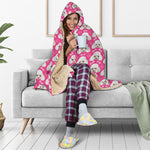Cute Poodle Pattern Print Hooded Blanket
