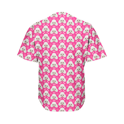 Cute Poodle Pattern Print Men's Baseball Jersey