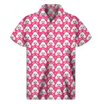 Cute Poodle Pattern Print Men's Short Sleeve Shirt
