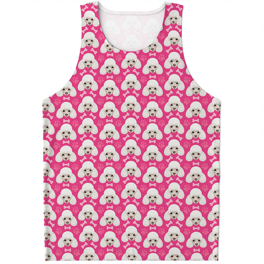 Cute Poodle Pattern Print Men's Tank Top