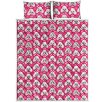 Cute Poodle Pattern Print Quilt Bed Set