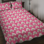 Cute Poodle Pattern Print Quilt Bed Set