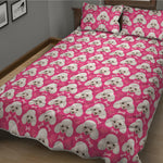 Cute Poodle Pattern Print Quilt Bed Set