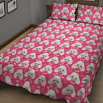 Cute Poodle Pattern Print Quilt Bed Set