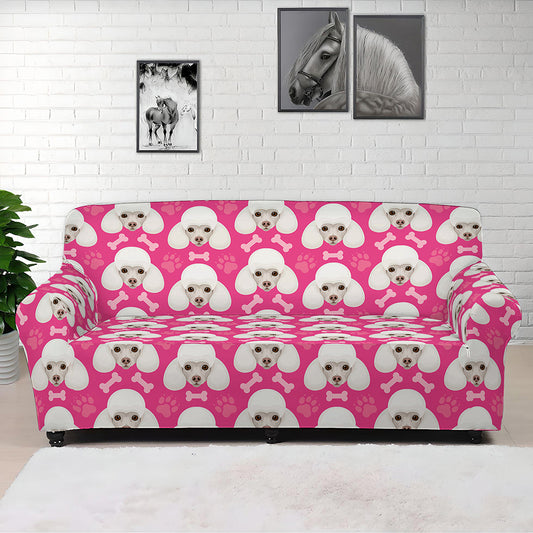 Cute Poodle Pattern Print Sofa Cover