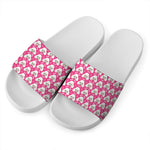 Cute Poodle Pattern Print White Slide Sandals