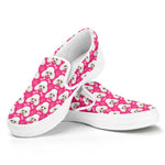 Cute Poodle Pattern Print White Slip On Shoes