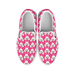 Cute Poodle Pattern Print White Slip On Shoes
