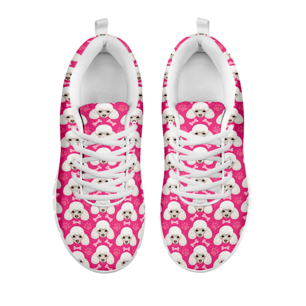 Cute Poodle Pattern Print White Sneakers