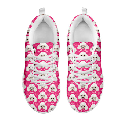Cute Poodle Pattern Print White Sneakers