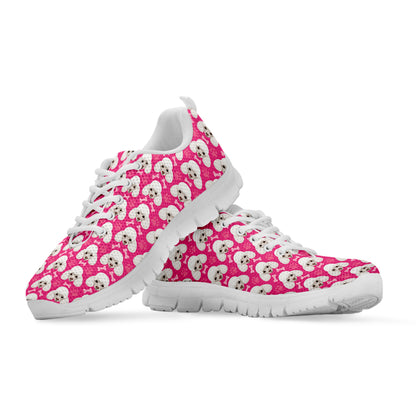 Cute Poodle Pattern Print White Sneakers