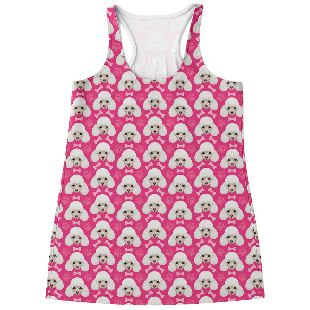 Cute Poodle Pattern Print Women's Racerback Tank Top