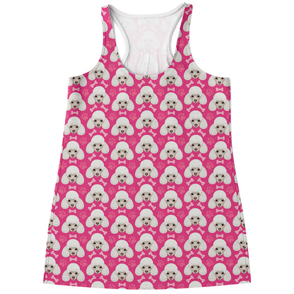 Cute Poodle Pattern Print Women's Racerback Tank Top