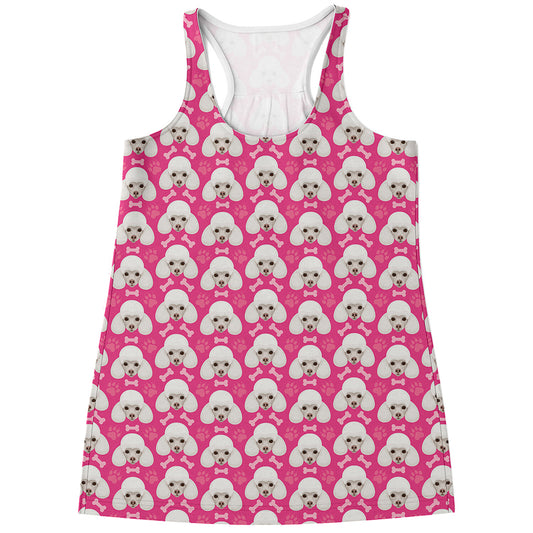 Cute Poodle Pattern Print Women's Racerback Tank Top