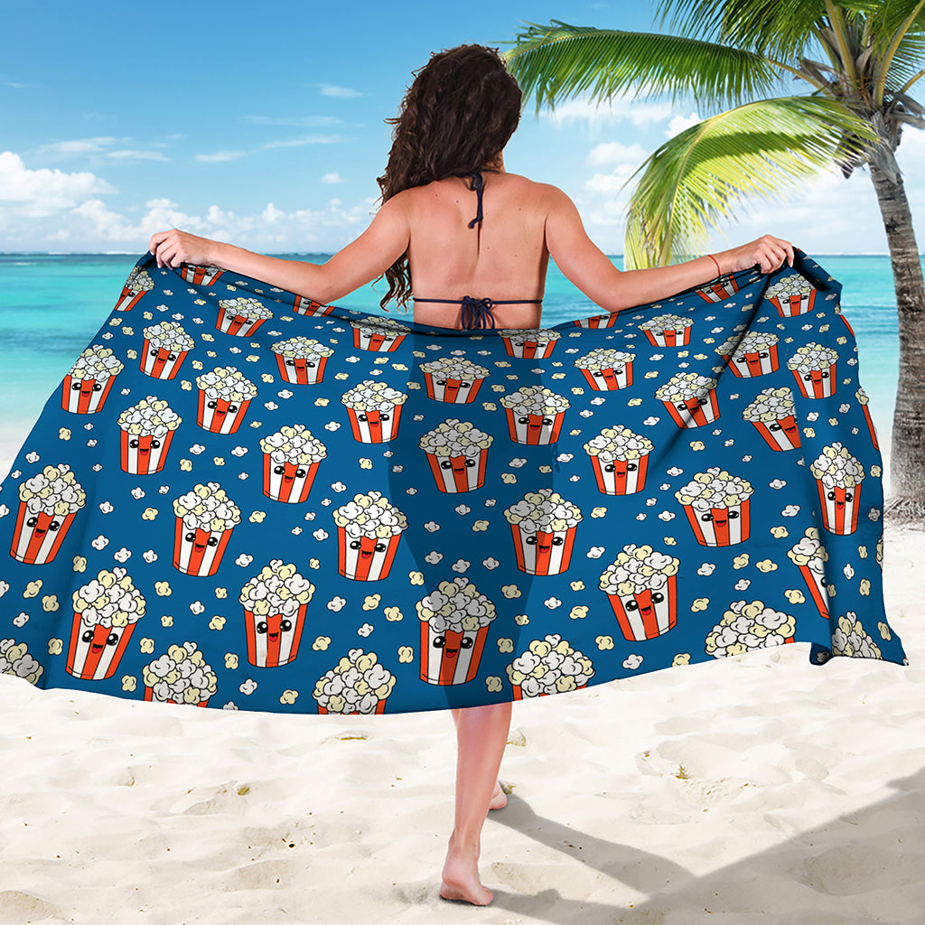 Cute Popcorn Box Pattern Print Beach Sarong Wrap