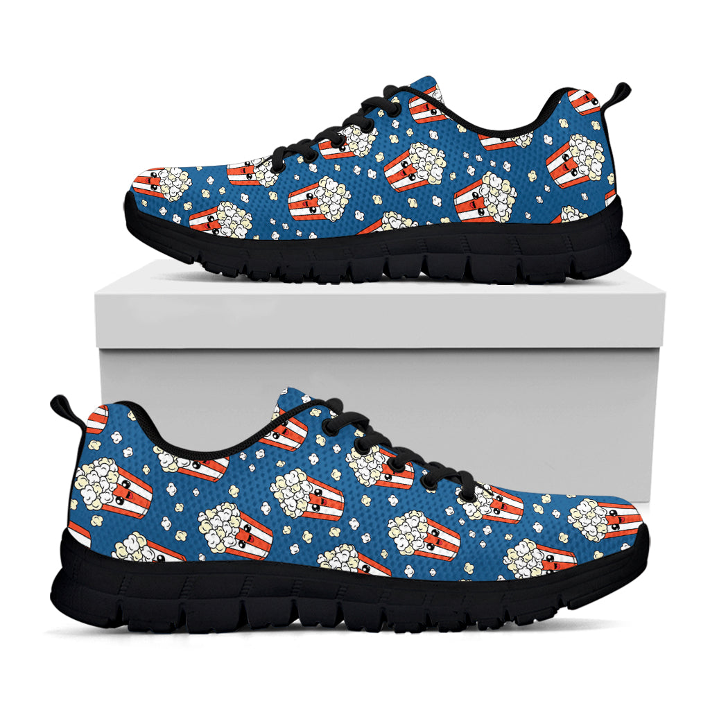 Cute Popcorn Box Pattern Print Black Sneakers