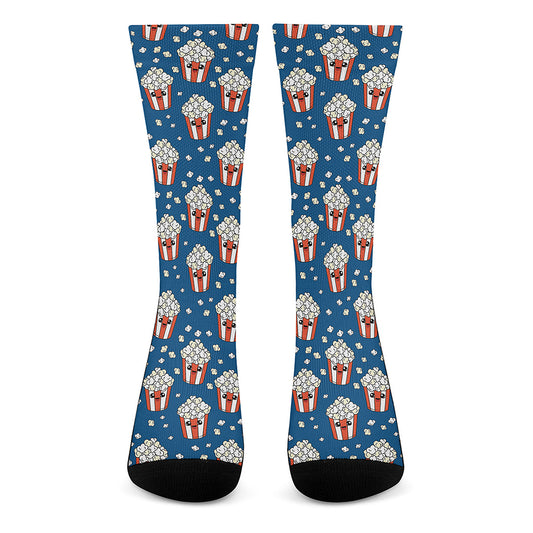 Cute Popcorn Box Pattern Print Crew Socks