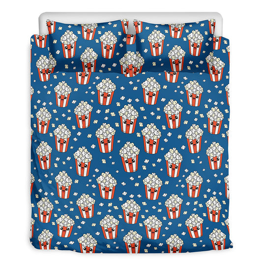 Cute Popcorn Box Pattern Print Duvet Cover Bedding Set