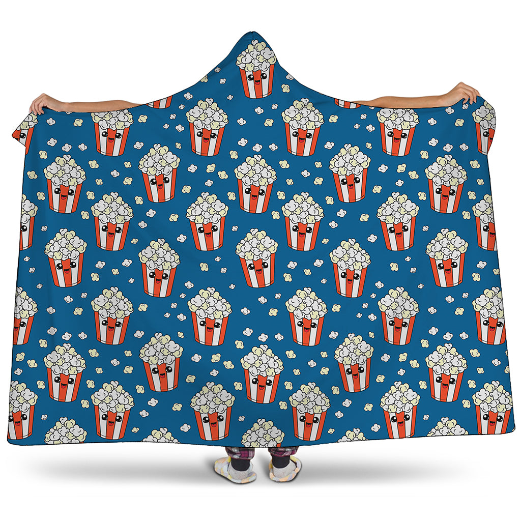 Cute Popcorn Box Pattern Print Hooded Blanket