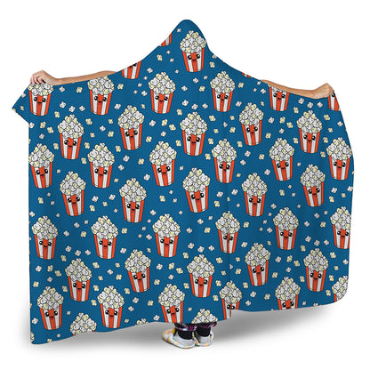 Cute Popcorn Box Pattern Print Hooded Blanket