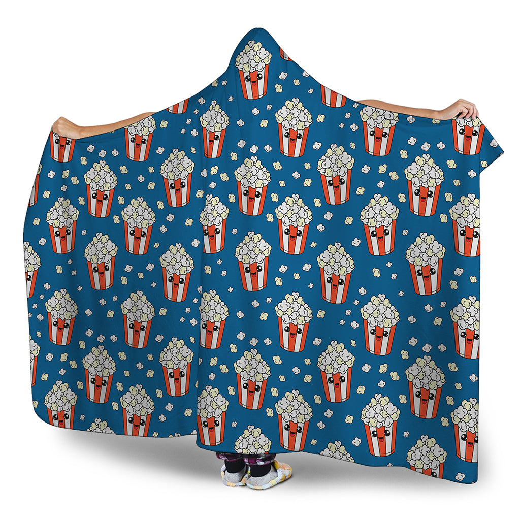 Cute Popcorn Box Pattern Print Hooded Blanket
