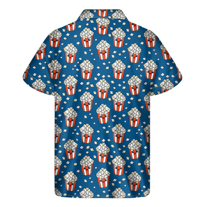 Cute Popcorn Box Pattern Print Men's Short Sleeve Shirt