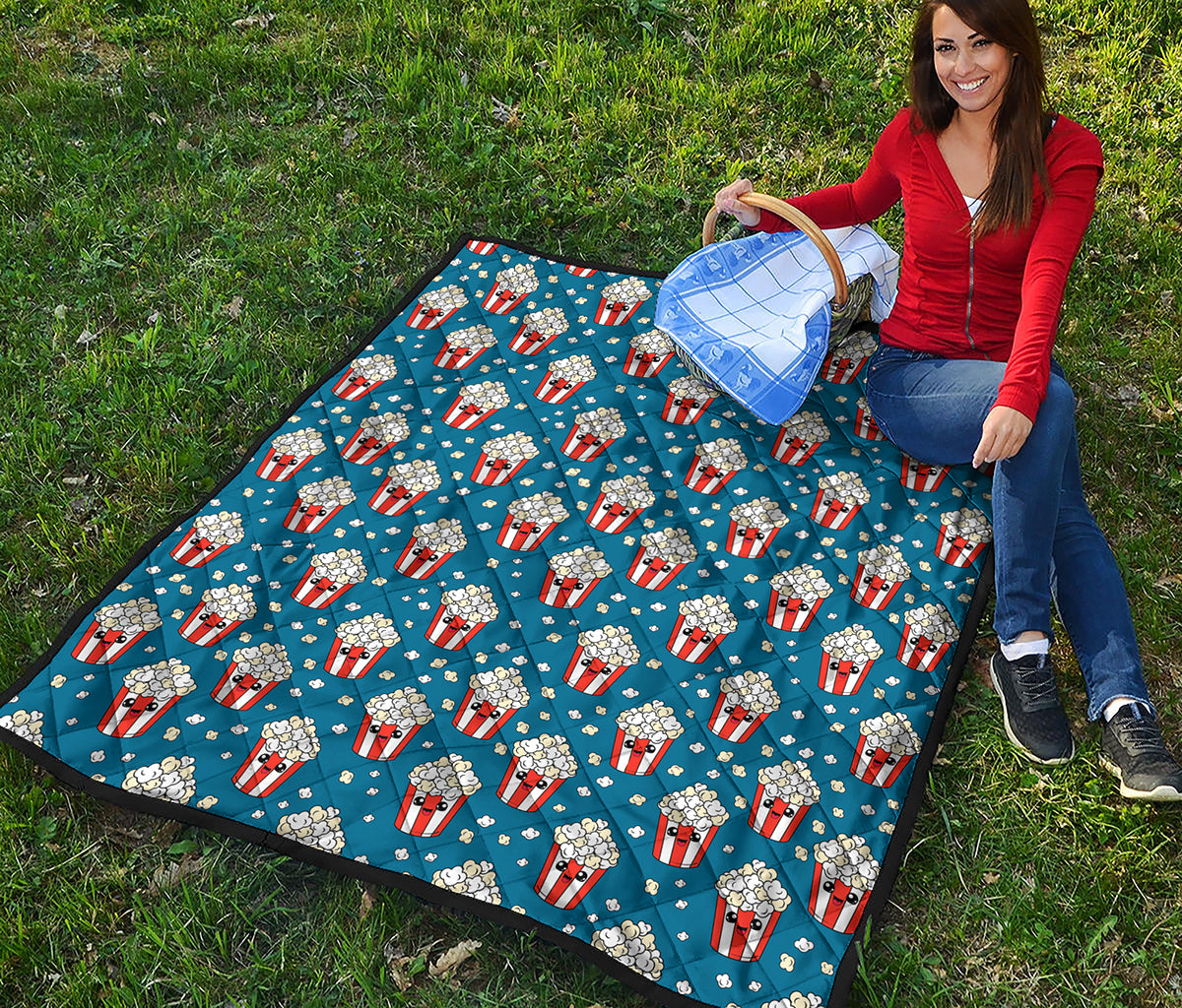 Cute Popcorn Box Pattern Print Quilt