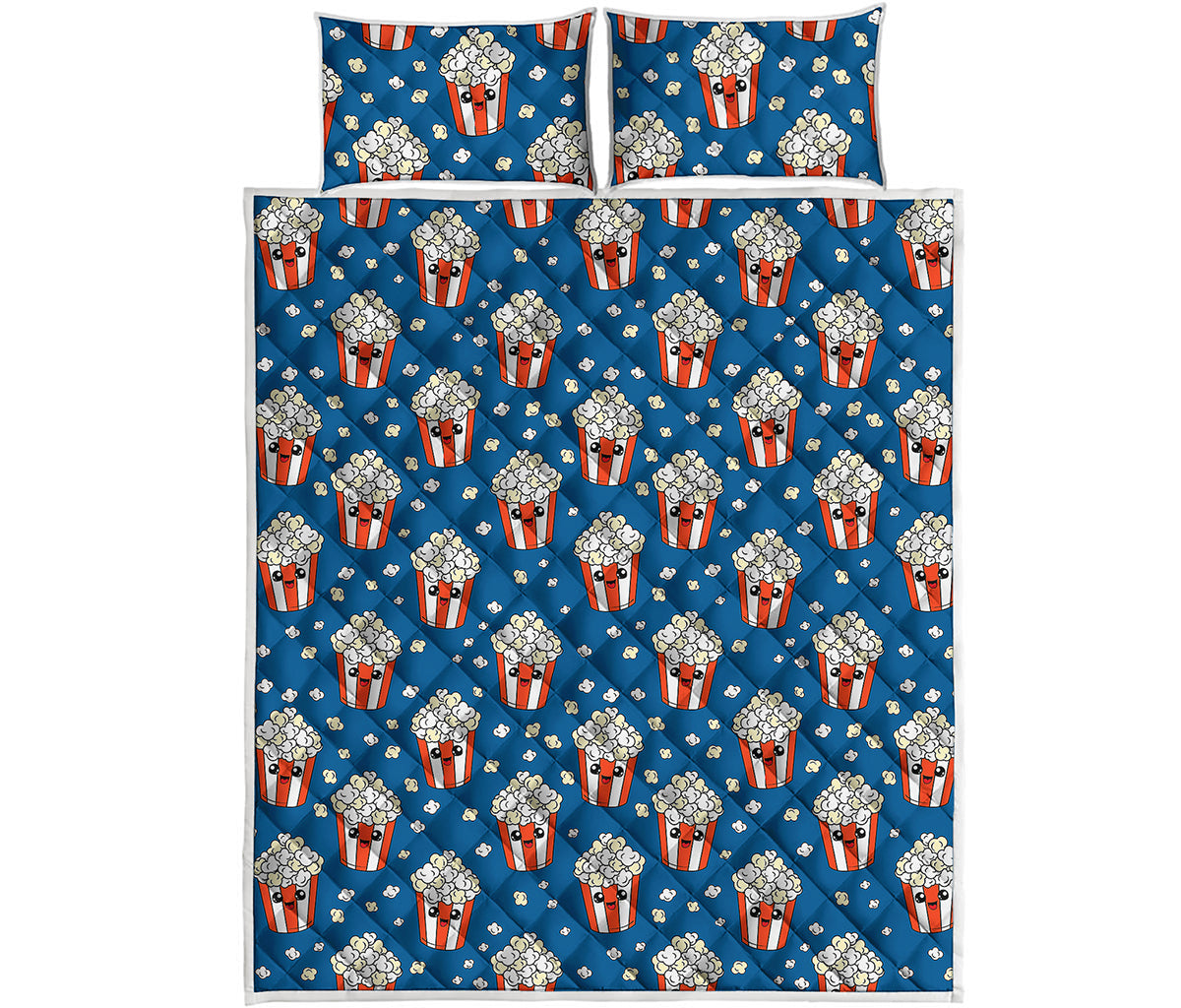 Cute Popcorn Box Pattern Print Quilt Bed Set