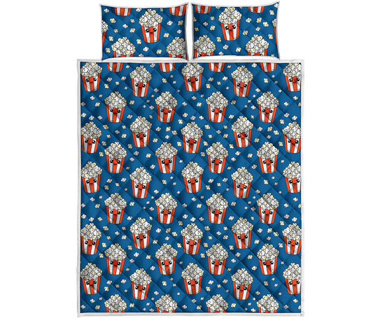 Cute Popcorn Box Pattern Print Quilt Bed Set