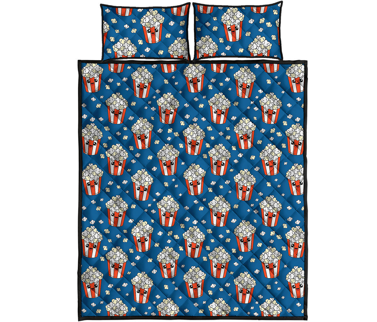 Cute Popcorn Box Pattern Print Quilt Bed Set