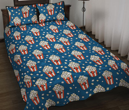 Cute Popcorn Box Pattern Print Quilt Bed Set